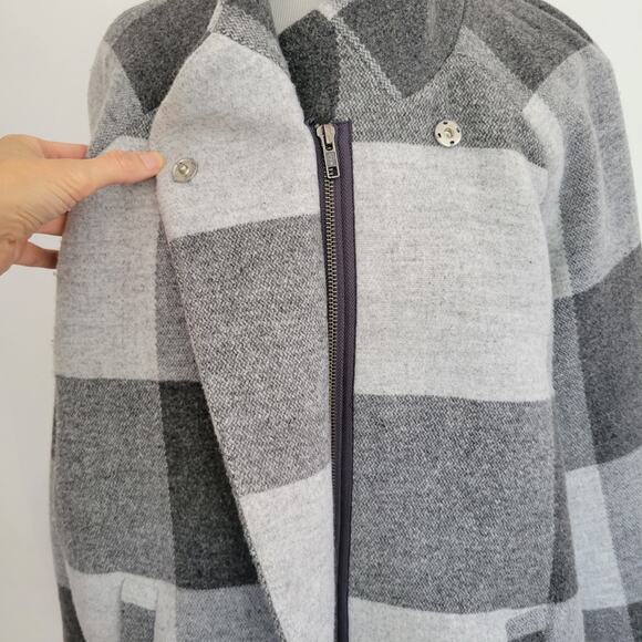 Marine Layer Stephanie Cocoon Coat Gray Buffalo Check Recycled Women XL - Picture 8 of 15